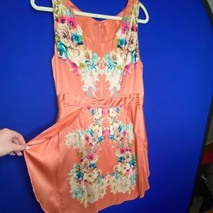 Silk Peach Floral Dress